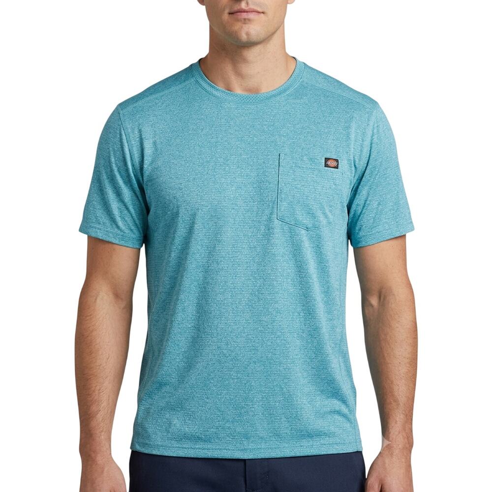 Dickies Crewneck T-Shirt Tee Chest Pocket Heather Teal Blue Men's Size XL